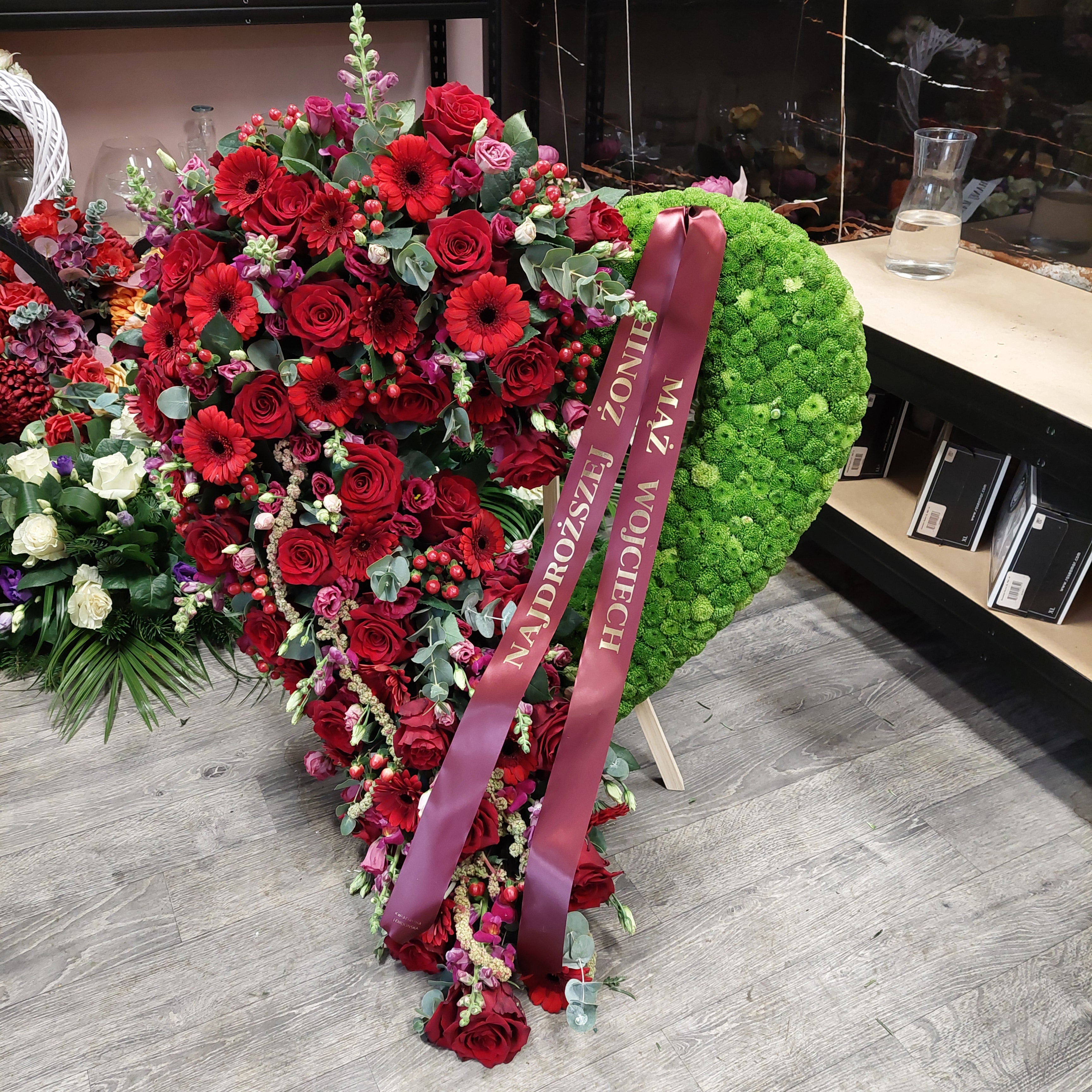 Wieniec "Serce"  gerbera|róża