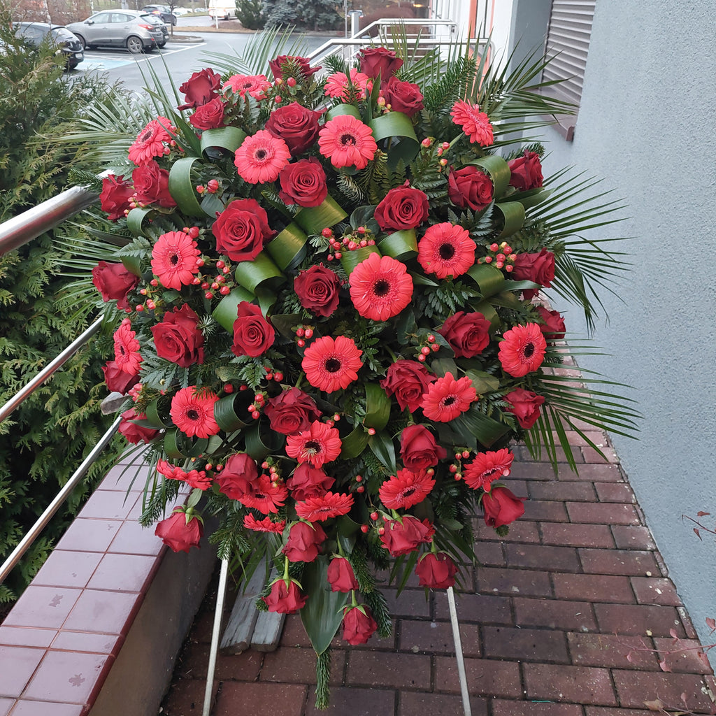 Wieniec"Klasyczny" róża|gerbera|hiperikum