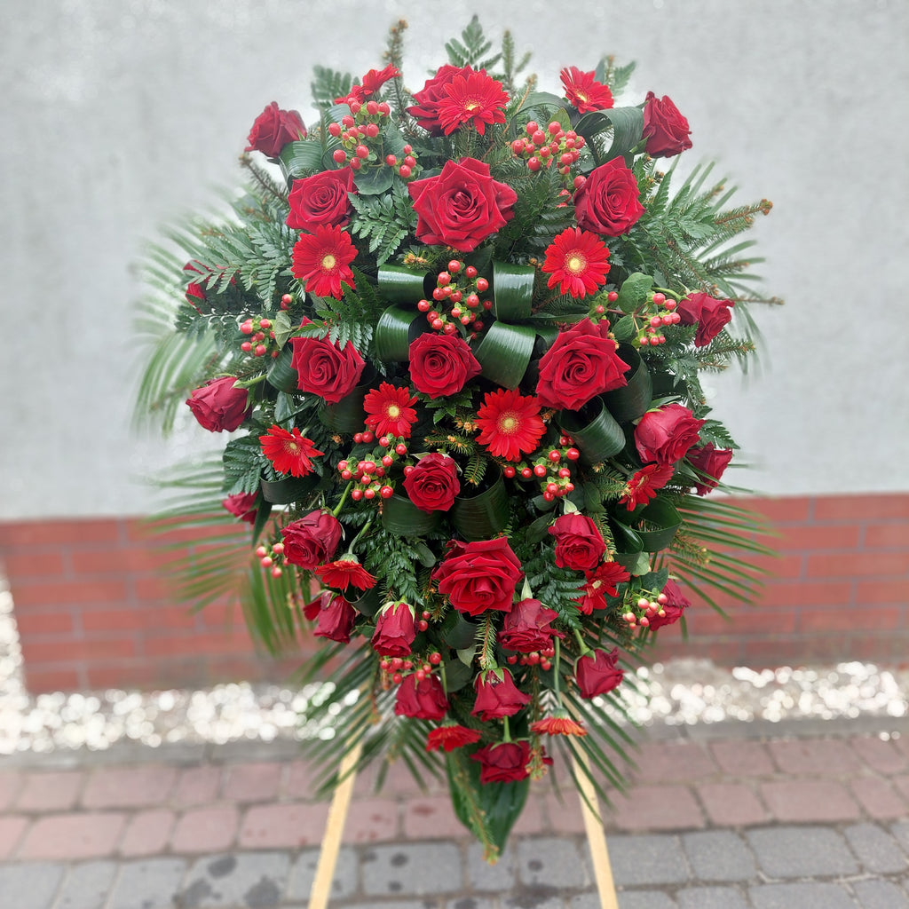 Wieniec Klasyczny  róże|gerbery|hiperikum